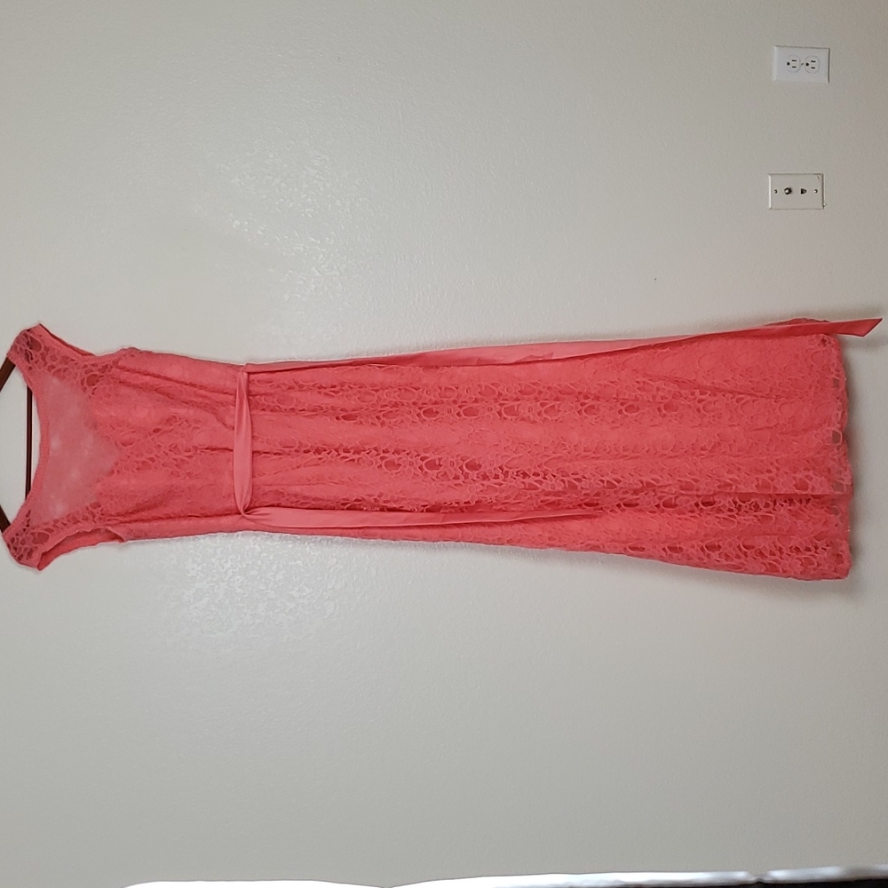 An Elegant Affair coral lace dress size 14